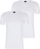 HUGO BOSS Modern stretch T-shirts slim fit (2-pack) - heren T-shirts V-hals - wit - Maat: XL