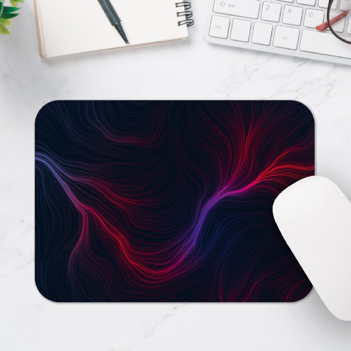 Muismat - Abstracte Neonkleurige Lijnen - 25x18 cm - 2 mm Dik - Muismat van Vinyl