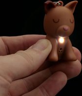 Sleutelhanger Hond Bruin LED & Geluid - 5cm