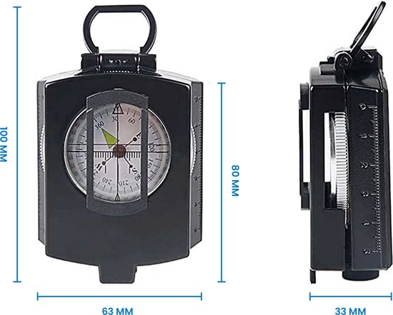 YONO Militair Kompas - RVS - Inklapbaar - Kaartlezer - Liniaal - Metaal - Survival - Zwart