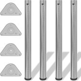 vidaXL - Tafelpoten - in - hoogte - verstelbaar - geborsteld - nikkel - 710 - mm - 4 - st