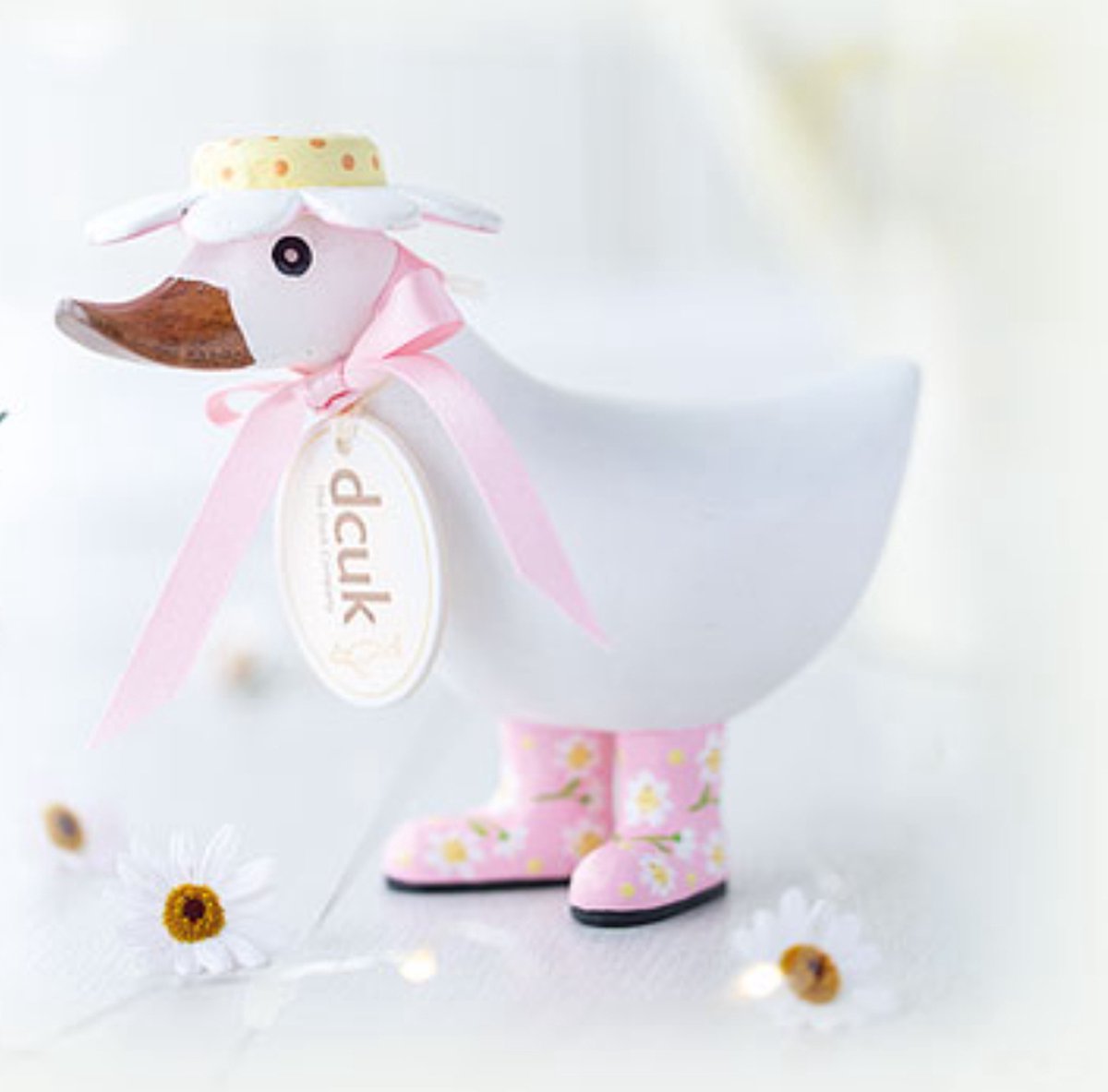 DCUK - decoratief figuur - eend met zomerhoed - handgemaakt