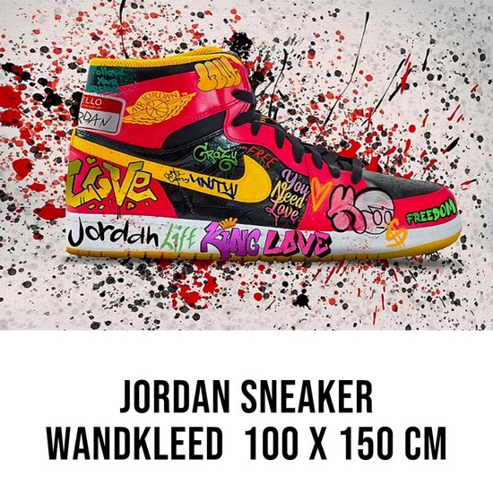 Allernieuwste.nl® Wandkleed Jordan Sneaker Fashion Schoenen Urban Loft Groot Wandtapijt Wanddecoratie Muurkleed Tapestry - Kleur - 150 x 100 cm