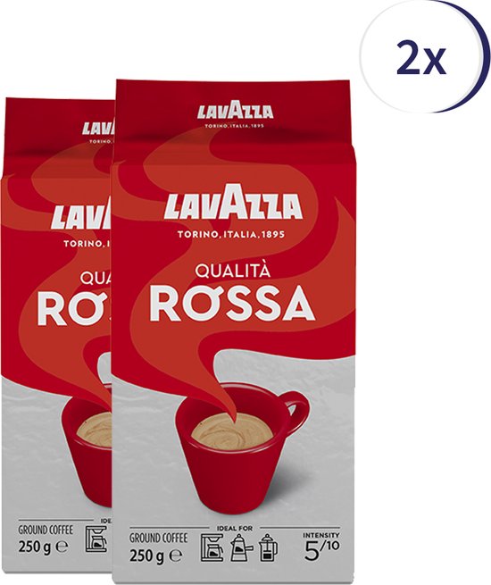 Lavazza Qualita Rossa gemalen / filterkoffie - 250 gram krimp x2