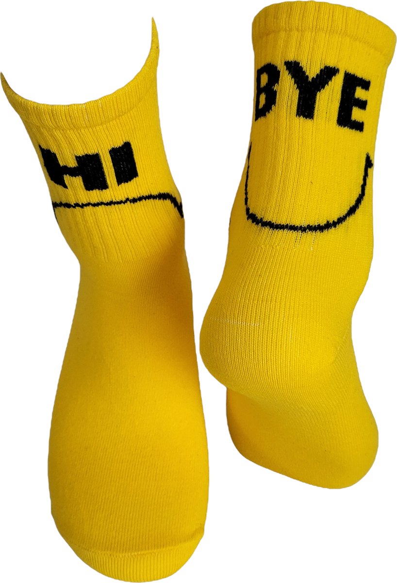 Verjaardags cadeau - Hy By tennis Sokken - vrolijke sokken - witte sokken - Gele sokken - tennis sokken - sport sokken - valentijns cadeau - sokken met tekst - aparte sokken - grappige sokken - Sokken waar je vrolijk van wordt - maat 37-44