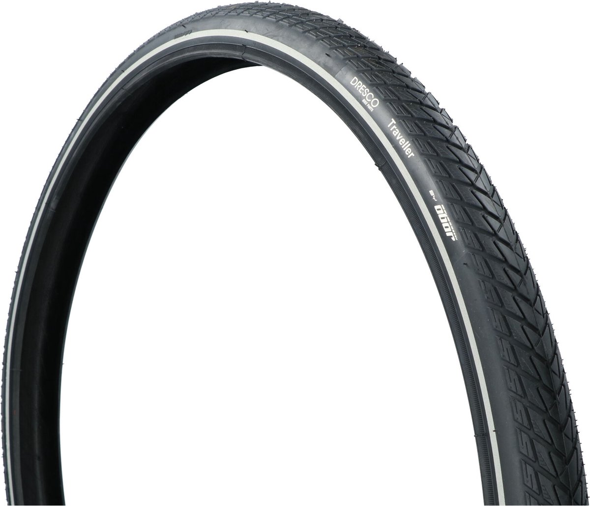 Dresco Buitenband Traveller - Bandenmaat 28x1.60 – ETRTO maat 42-622 – Anti lek band met Anti Puncture System (APS) – Met 3mm brekerlaag - Veilige reflectie - Lage rolweerstand – Zeer hoge lekbestendigheid - Optimale grip – Zwart