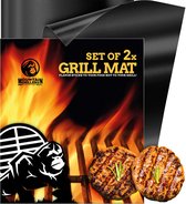 Mountain Grillers® BBQ Grill Mat Set van 2 Non-stick Vuurvaste Bakmatten voor Gas en Houtskool Grill - Herbruikbaar en Vaatwasmachinebestendig - Gemakkelijk Onderhoud