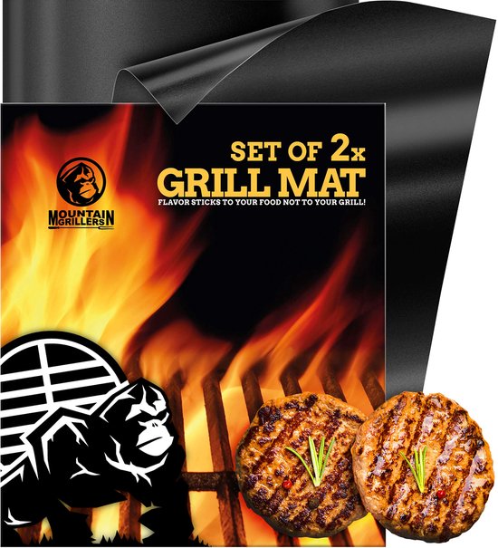 MOUNTAIN GRILLERS BBQ Grill Mat Set van 2 Non-stick Vuurvaste Bakmatten voor Gas Grill en Houtskool Grill - Herbruikbare Grill Accessoires - Gemakkelijk Onderhoud en Vaatwasmachinebestendig