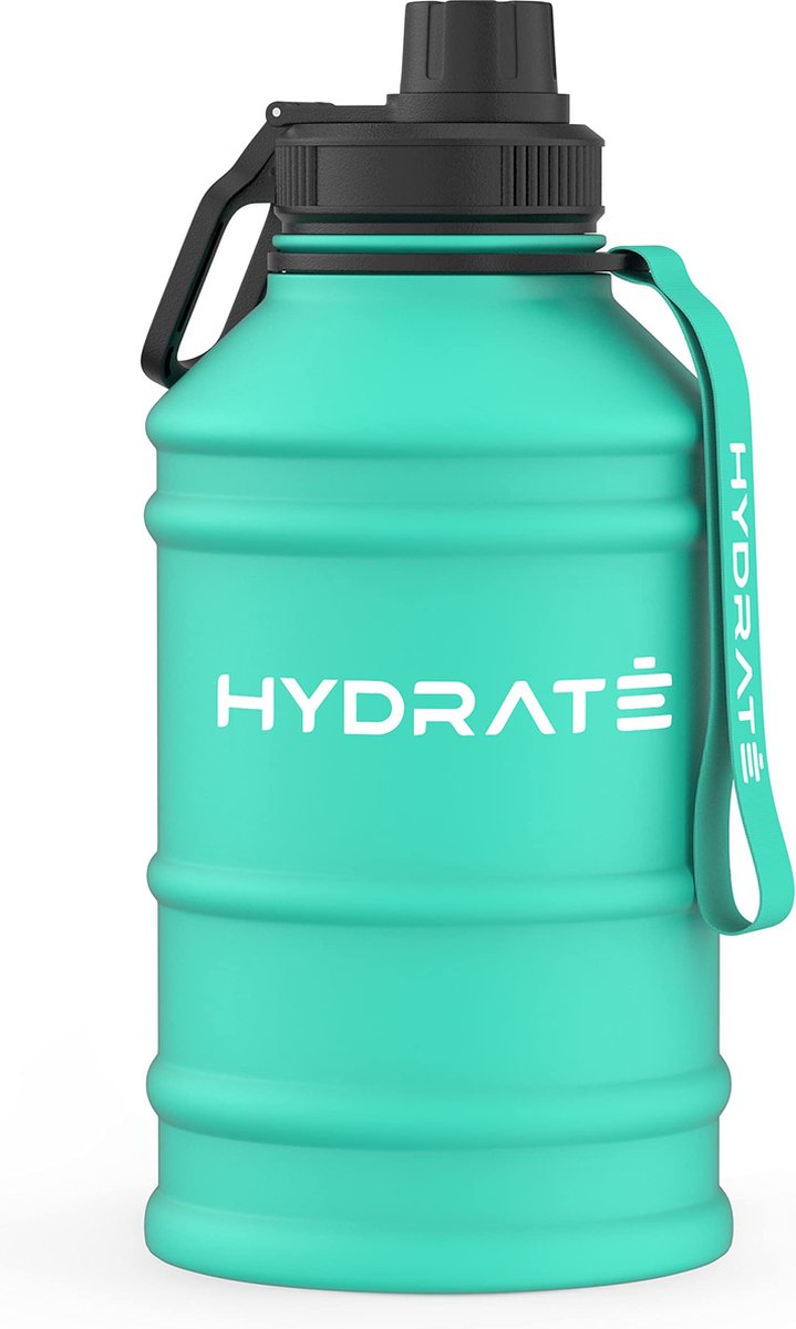 Hydrate® RVS Waterfles - 2,2L - BPA-vrij - Met Nylon Draagband en Lekvrije Schroefdop - Sportdrinkfles