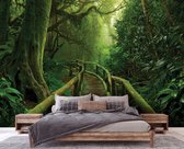 Fotobehang - Jungle - Brug - Natuur - Vliesbehang - (254 x 184 cm)