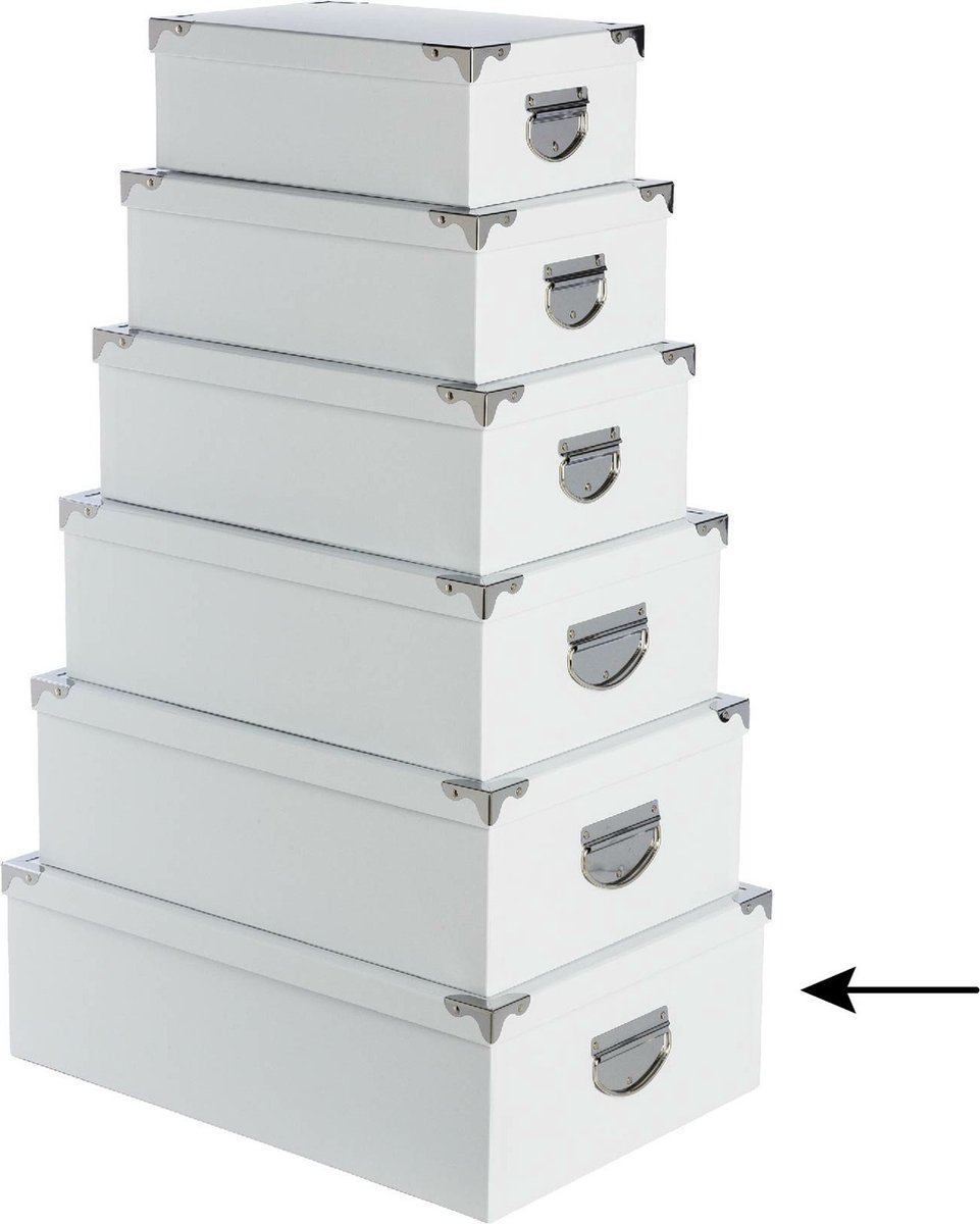 5Five Opbergdoos/box - wit - L48 x B33.5 x H16 cm - Stevig karton - Whitebox