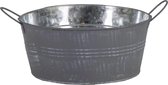 Mega Collections Pot/seau/pot - zinc - gris - rond - D19 x H9 cm