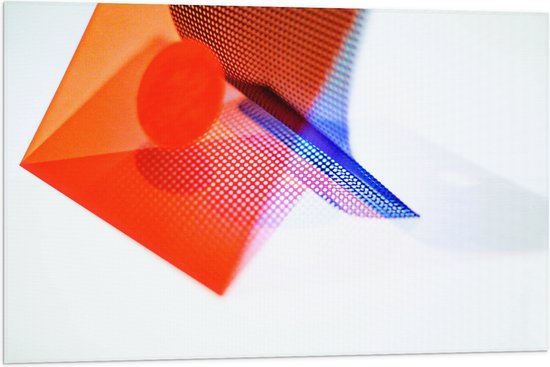 Vlag - Oranje en Blauwe Vormen tegen Lichtgekleurde Ondergrond - 90x60 cm Foto op Polyester Vlag