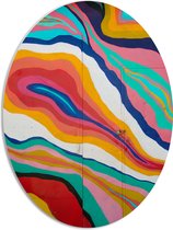 PVC Schuimplaat Ovaal - Abstracte Meerkleurige Strepen - 51x68 cm Foto op Ovaal (Met Ophangsysteem)