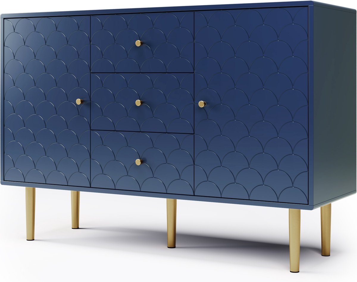 Merax Ladekast 120 CM - Commode Kasten met Lades en Deuren - Blauw | bol