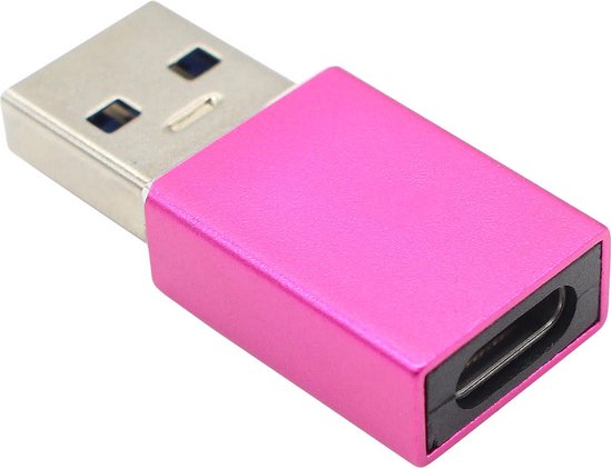 USB A naar C adapter - USB 3.1 gen 1 - Aluminium - Roze - Allteq | bol.com