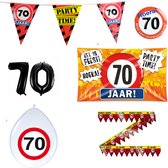70 jaar verjaardag versiering pakket verkeersbord incl. Gevelvlag (pakket 2) | 70 jaar versiering | 70 jaar feestje