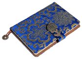 Carnet Chinois Yun Brocart - Journal - Agenda - Fleur bleue - Hardcover avec fermeture magnétique - 22 x 15 cm - Couleur bleu.