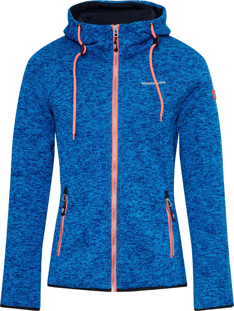 Nordberg Dames Fleece met capuchon model Elise - Kobalt blauw/Roze - Maat S  | bol.