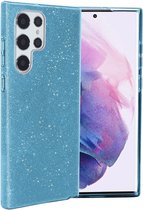 Samsung Galaxy S23 Hoesje Glitter Blauw