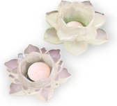 Resin Art JR: Set van twee Lotus bloem kaarsenhouders / Waxinelichtjeshouders