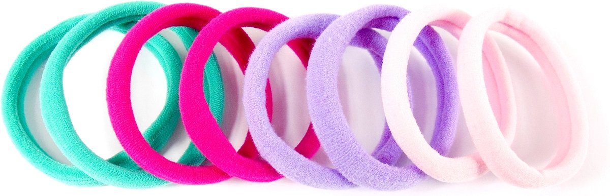 Badstof elastiek groen-roze-paars groot