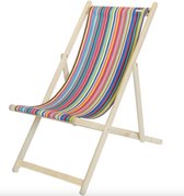Kleurmeester.nl - Chaise de plage avec accoudoirs Sain Laurent - Pliable - Bois de hêtre - Tissu d' Plein air | Marron / Jaune / Oranje Rayé