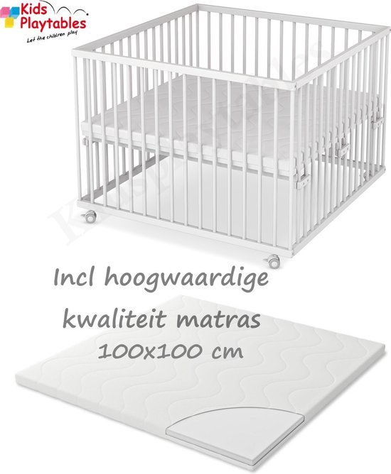 SÄMANN® Baby Box Premium 100x100 Wit met matras en in hoogte Verstelbare  Bodem |... | bol.com