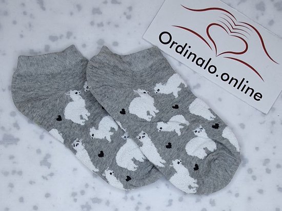 Alpaca-Grijs-Sokken-Schattig-Lief-Grappig-Unisex-One size-Verjaardag-Cadeau-Cadeautip-Socks