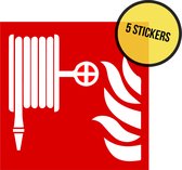 Pictogram/ sticker | 10 x 10 cm | Brandhaspel | Haspel | Bordje | Rood | Brand | Brandslang | Nooduitgang | Aanwijzers | Openbaar gebouw | Brandweer | Noodgeval | Noodsituatie | Blussen | Wegwijs | 5 stuks