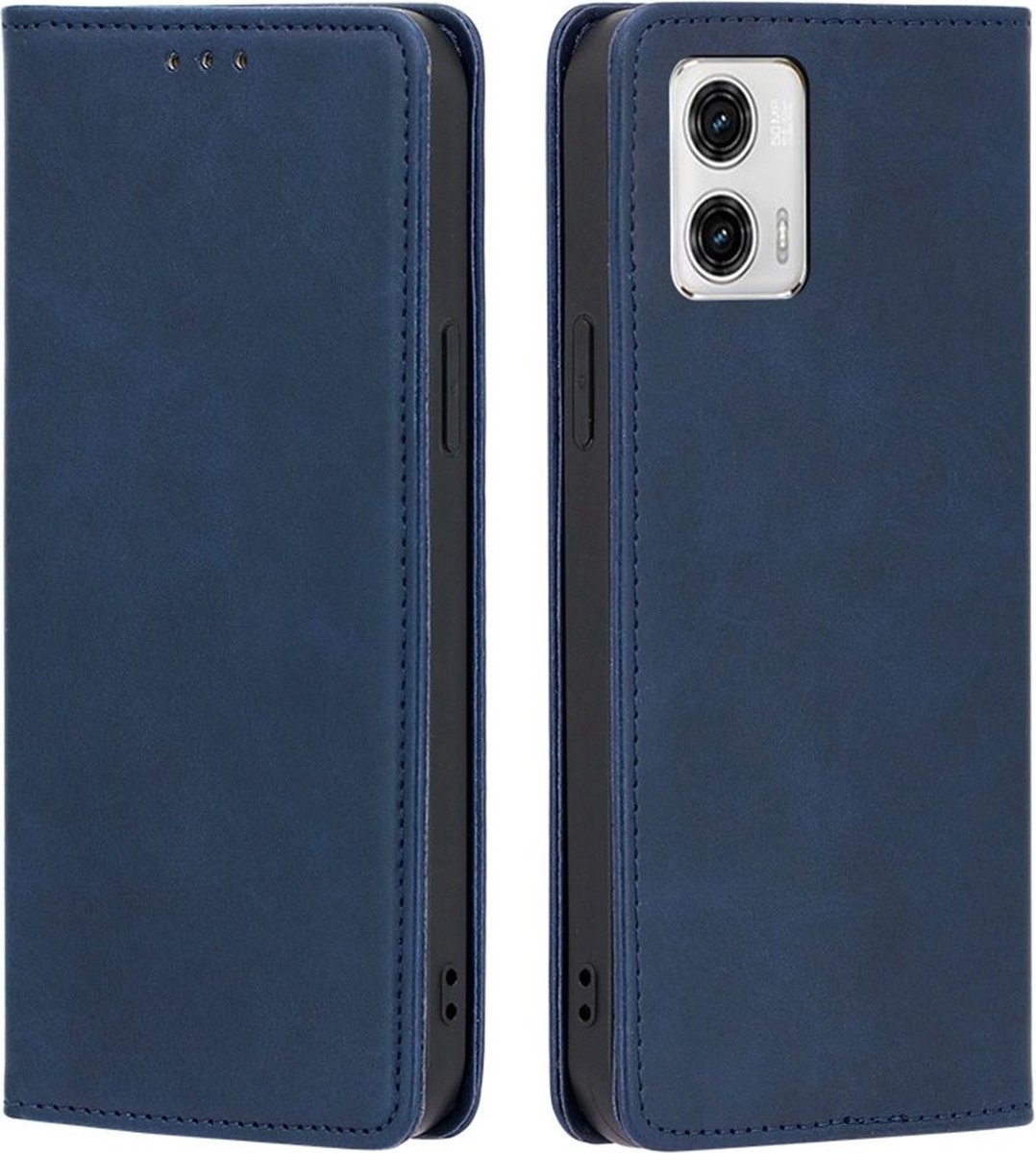 Motorola Moto G73 Hoesje Wallet Book Case Kunstleer Blauw