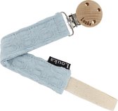Louka Speenkoord wafel licht blauw de luxe - houten clip - speenketting