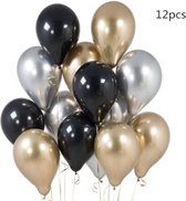 Agellic 12 Pièces Ballons à Hélium de Luxe 2023 NYE Anniversaire Décoration Fête Décoration Ballon - Chrome Or Zwart - Décoration de Luxe