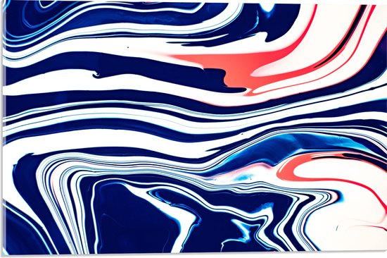 Acrylglas - Blauw met Wit Gemixte Kleuren met Oranje Details - 60x40 cm Foto op Acrylglas (Wanddecoratie op Acrylaat)