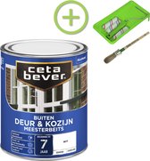 CetaBever Buiten Deur & Kozijn Meester Beits - Zijdeglans - Wit - 750 ml Inclusief 6 delige beitsset