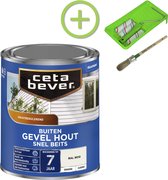 CetaBever Gevel & Kozijn Snel Beits - Zijdemat - RAL 9010 - 750 ml Inclusief 6 delige beitsset
