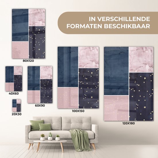 Peinture sur Verre - Marbre - Etoiles - Collage - 20x30 cm - Peintures Plexiglas