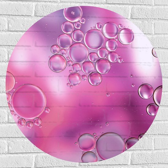 Muursticker Cirkel - Bubbels in Roze Achtergrond - 80x80 cm Foto op Muursticker