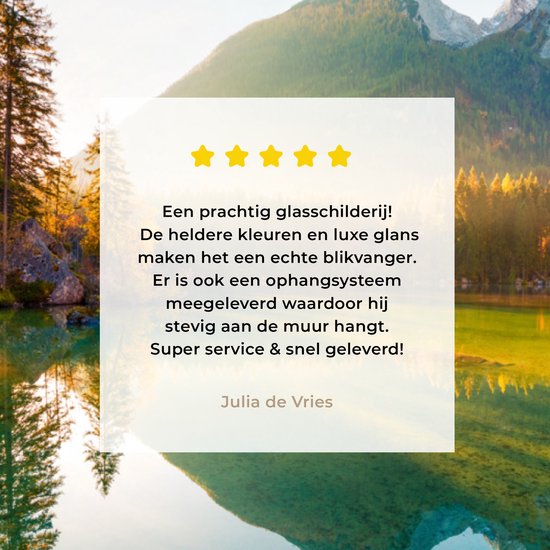 Peinture sur verre - Feuille acrylique - Lac - Water - Vert - Montagnes - Arbre - Décoration murale - Peinture sur verre - Verre acrylique - Photo sur verre - 120x80 cm - Peinture sur verre nature - Décoration murale