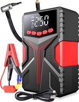 ChargeMore Jumpstarter met Compressor - Acculader voor Auto - Starthulp met SOS Noodlicht / Zaklamp / Strobe Licht & Powerbank - Incl. 3 Opzetstukken