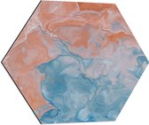 Dibond Hexagon - Mix van Oranje en Blauwe Kleuren - 60x52.2 cm Foto op Hexagon (Met Ophangsysteem)