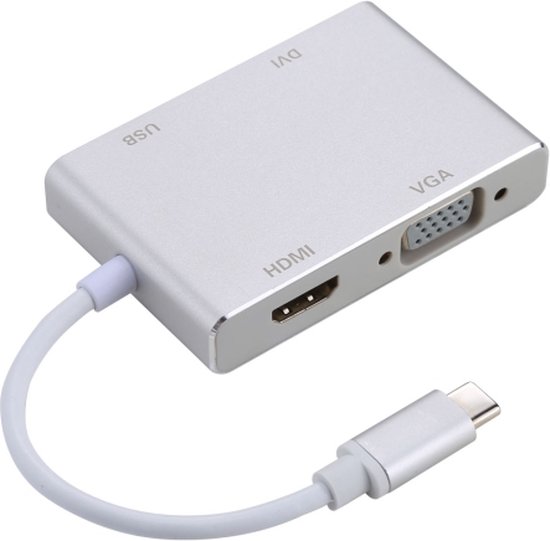 Hub en aluminium 4 en 1 - Adaptateur USB-C vers VGA & DVI & HDMI & USB 3.0  - Convient... | bol