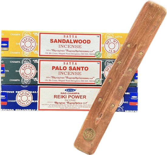 SATYA voordeelpakket 15 grams - Satya Wierook Pakket - Sandalwood - Palo Santo - Reiki Power - Incense Sticks - wierook stokjes