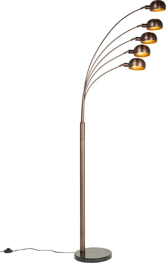 QAZQA sixties - Lampadaire Design | Lampadaire - 5 lumières - H 198 cm - Bronze - Salon | Chambre à coucher | Cuisine