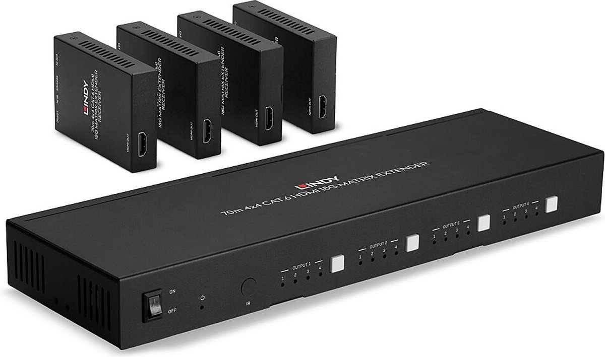 Lindy 38328 audio/video extender AV-zender & ontvanger Zwart
