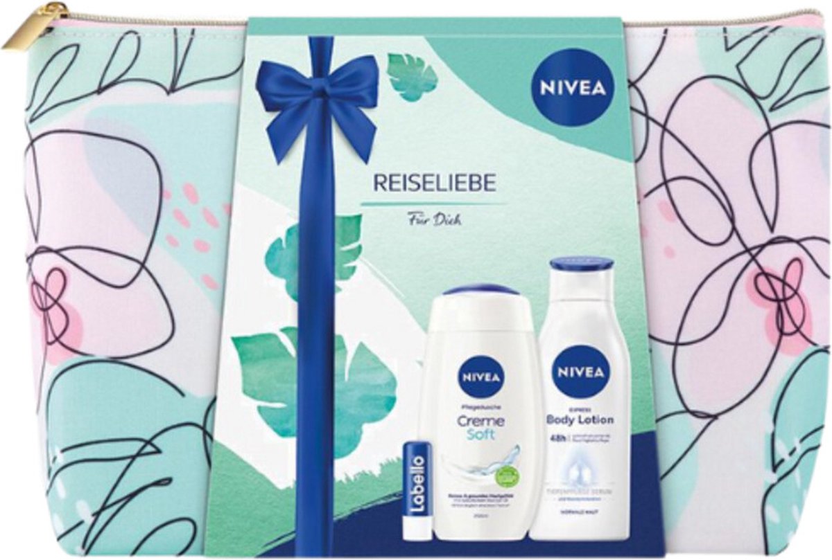 Geschenk Nivea – Washing Bag Body Lotion 400 ml, Douchegel 250 ml & Lipbalm 5,5 ml