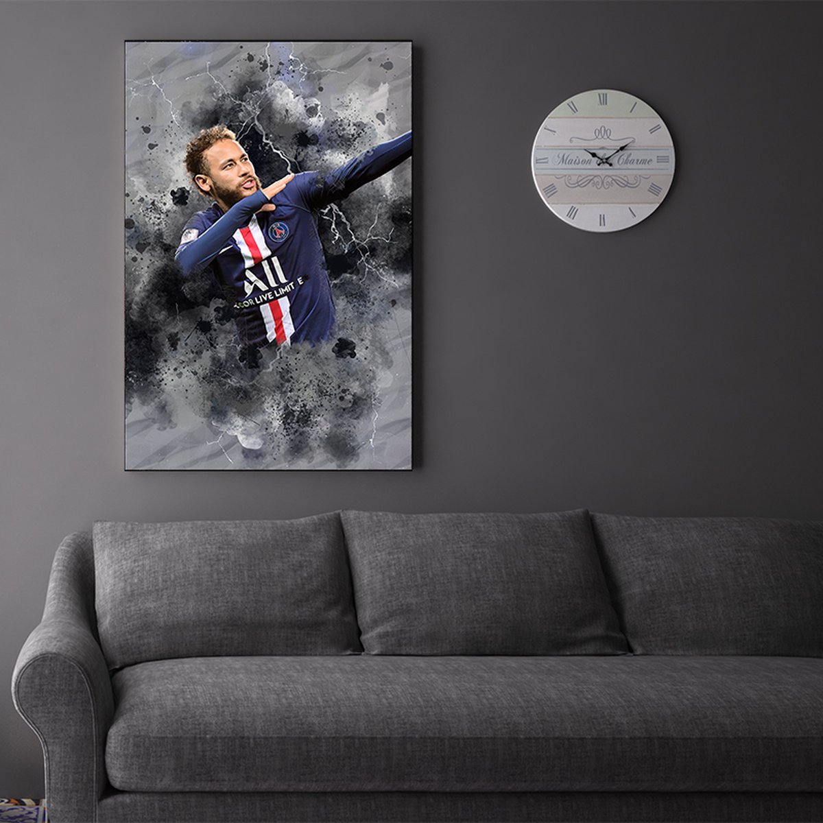 Affiche Neymar - PSG - Paris Saint Germain - Convient à l'encadrement -  Posters