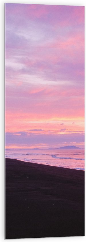 WallClassics - Acrylglas - Meerkleurig Pastel Tinten Lucht boven Zeewater - 40x120 cm Foto op Acrylglas (Met Ophangsysteem)