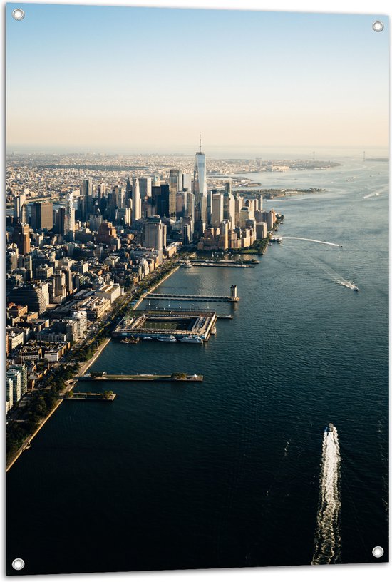 Tuinposter – Skyline van een Stad - 70x105 cm Foto op Tuinposter (wanddecoratie voor buiten en binnen)