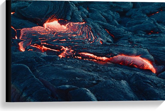 WallClassics - Toile - Magma coulant sur le volcan - 60x40 cm Photo sur toile (Décoration murale sur toile)